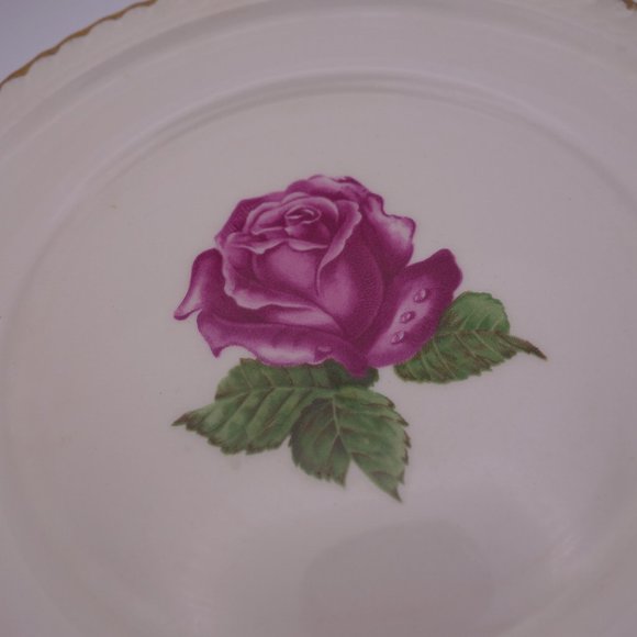 The Harker Pottery Co 22 KT. GOLD Rose Pattern 6inch Plate & Matching Pie Server - Picture 4 of 14